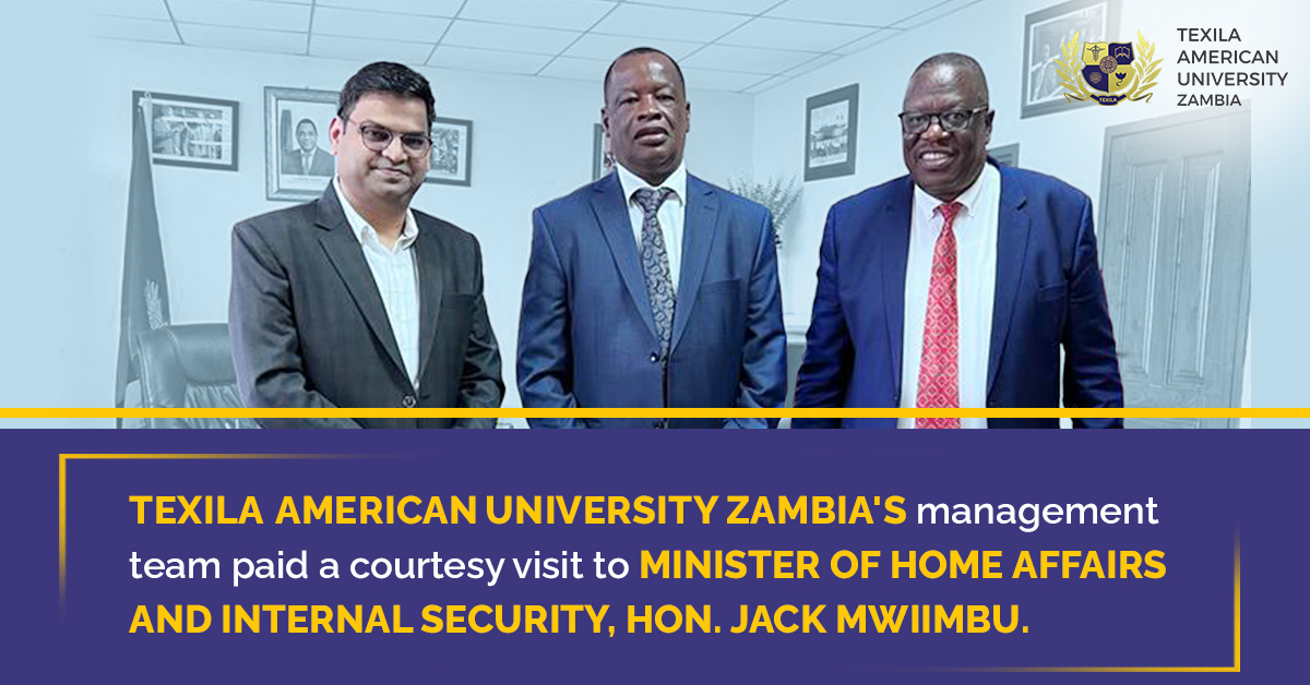 Texila American University Zambia's Management Pays Courtesy Visit on Hon. Jack Mwiimbu, Minister of Home Affairs and Internal Security