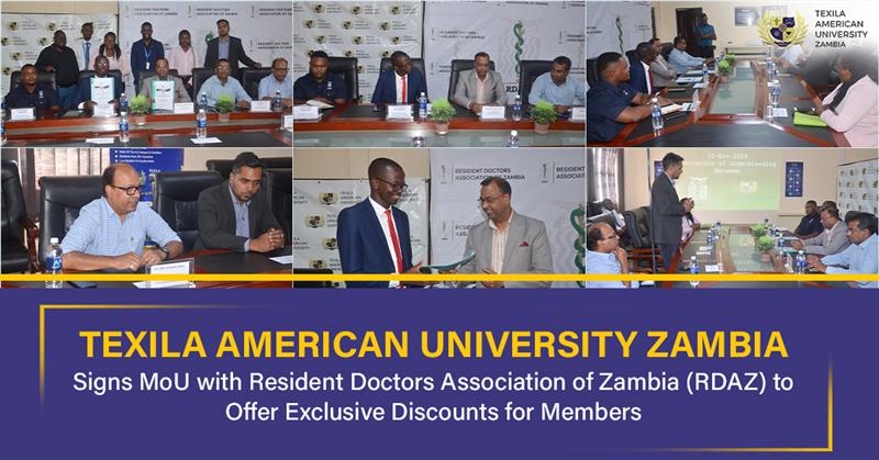 Texila American University Zambia Signs MoU with Resident Doctors Association of Zambia (RDAZ) to Offer Exclusive Discounts for Members